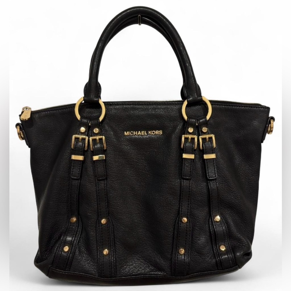 Michael Kors‎ Leigh Black Leather Satchel Purse